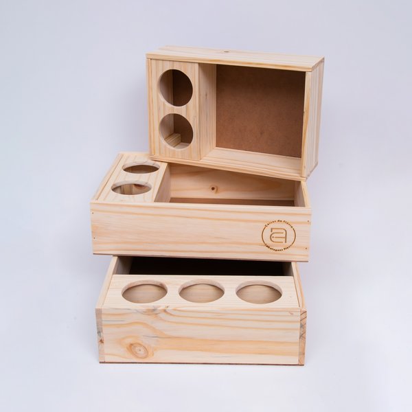 Box para Cestas de Café da Manhã em Madeira de Reflorestamento com